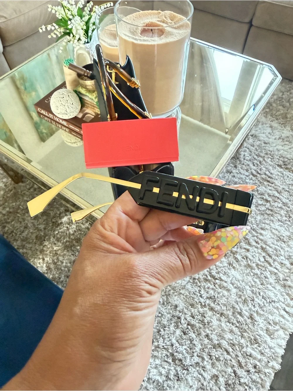 Fendi Black and Gold Logo Shield Sunglasses